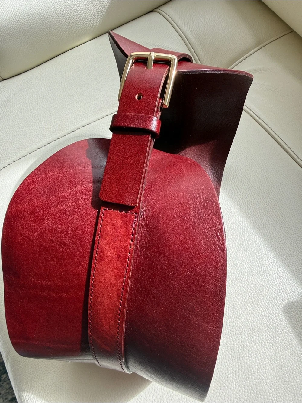 Zara Leather Sash Belt in dark red/Burgundy